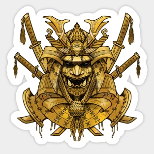 Golden samurai mask Sticker